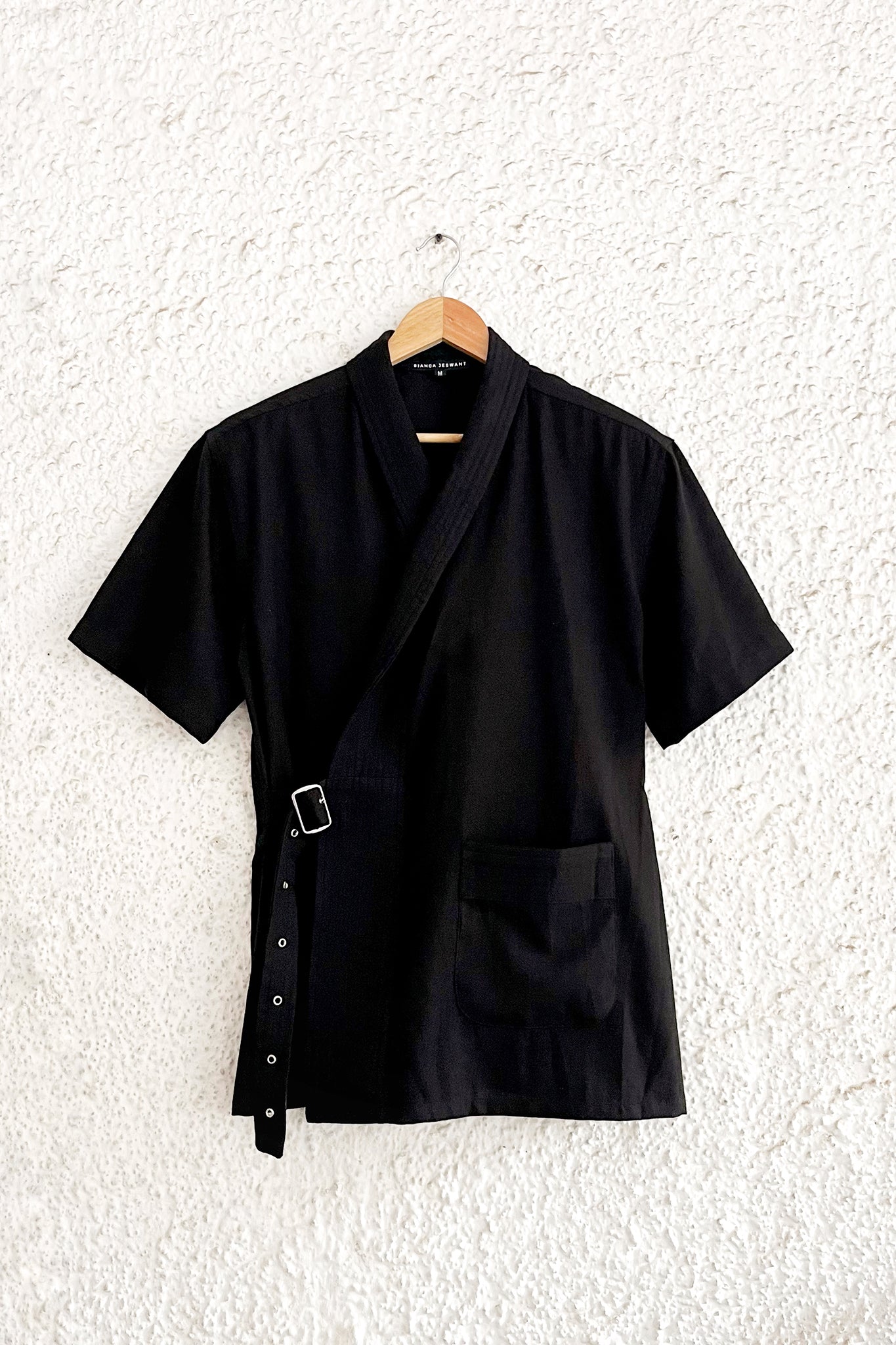 Men's Kimono Wrap Shirt - Black – Bianca Jeswant