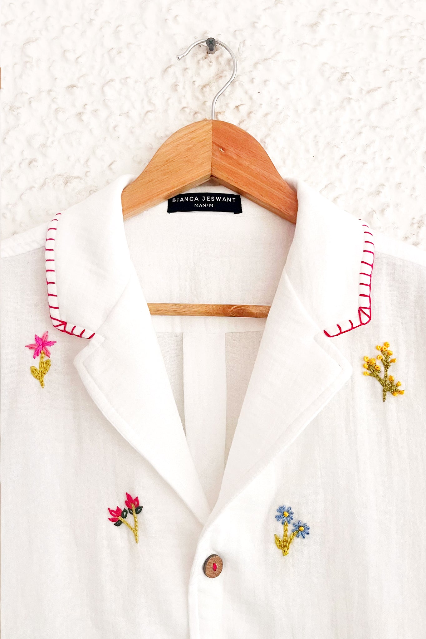 Men's Wildflower Embroidered Shirt White (Limited Edition