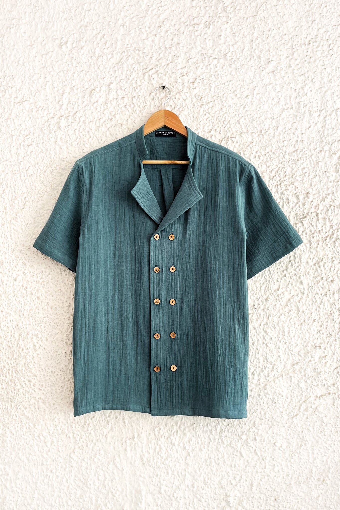 Men's Textured Shirt - Double Button Front (Teal)